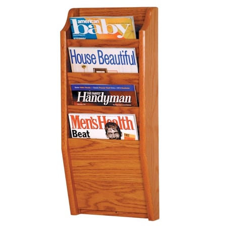 Wooden Mallet Cascade 4 Pocket Magazine Rack BlackLight Oak & Medium Oak MR24-4BL